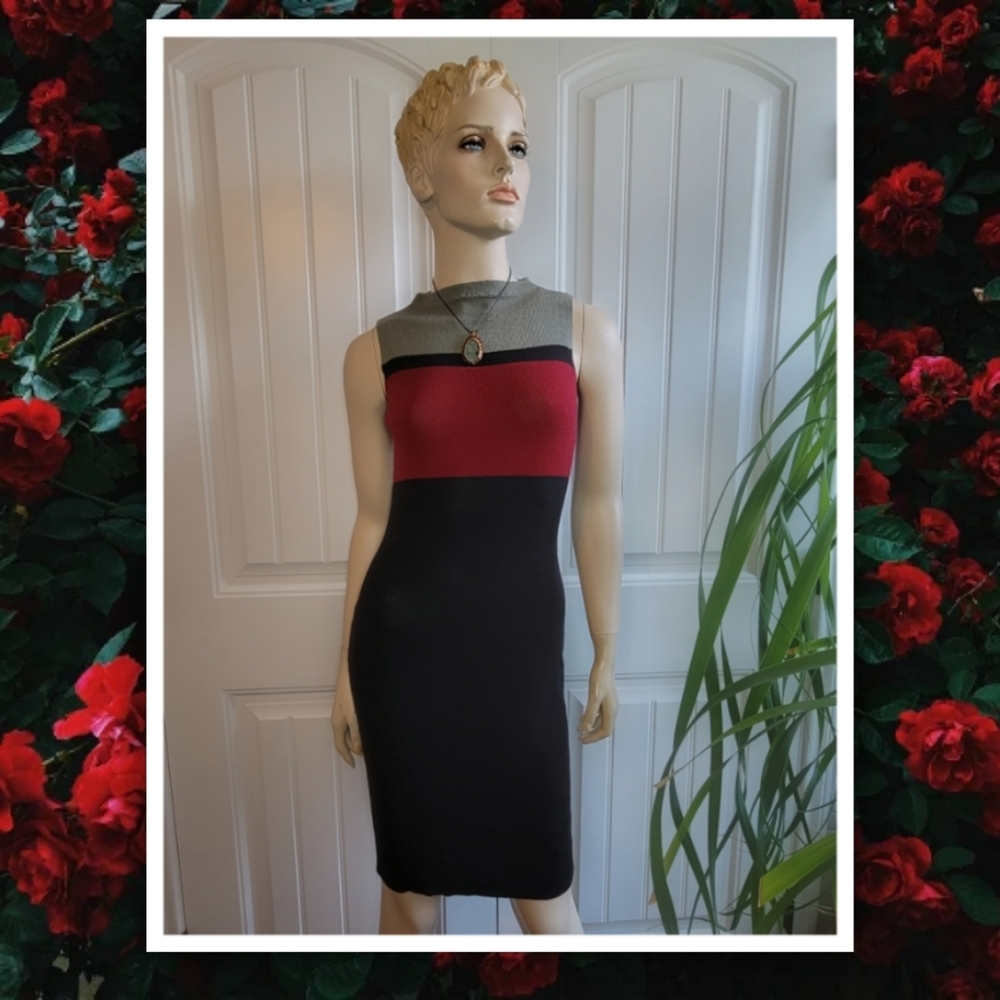 vintage 90s Merona colorblock sleevelss sweater knit dress women's XS